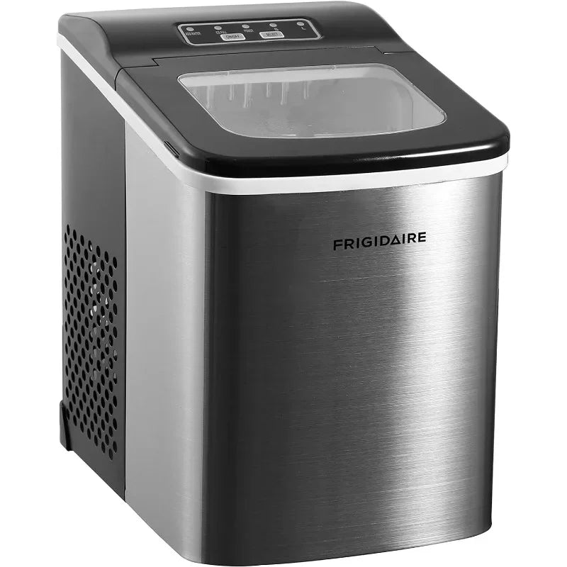 Frigidaire Compact Countertop Ice Maker, Makes 26 Lbs. Of Bullet Shaped Ice Cubes Per Day, Silver Stainless