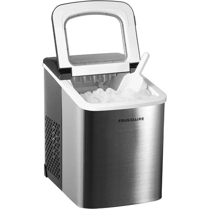 Frigidaire Compact Countertop Ice Maker, Makes 26 Lbs. Of Bullet Shaped Ice Cubes Per Day, Silver Stainless